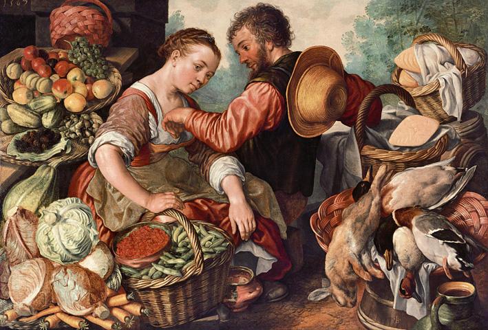 Groenten-verkoopster, gesign. 1567