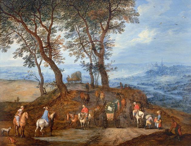 Reizigers onderweg, gemonogrammeerd