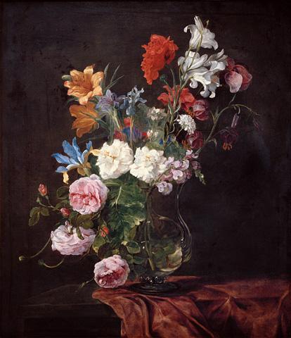 Bloemen in een vaas, gesign.