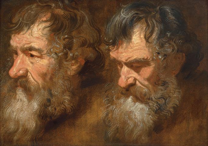 Two studies of a mans head