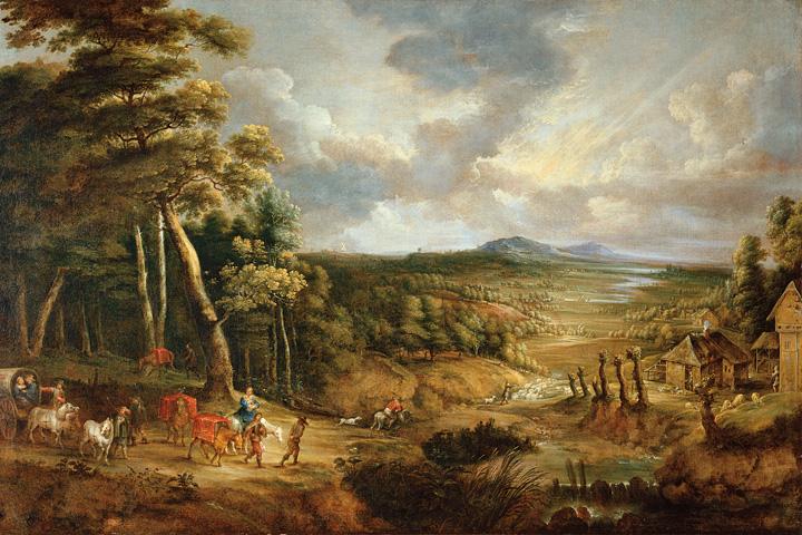 Landscape with the Flight into Egypt, Monogrammed, 1654