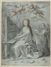 De heilige Cecilia met engelen - Hendrik Goltzius